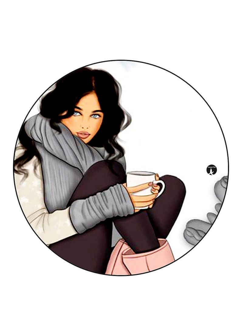 RKN Woman Printed Mouse Pad  Round  Multicolour