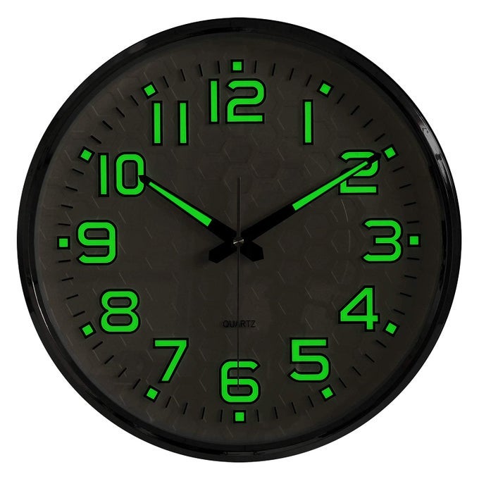 NIGHT LIGHT WALL CLOCK 13 BEDROOM WALL CLOCKS WITH SILENT NONTICKING GLOWING FUNCTION BATTERY OPERATED DECORATIVE WALL CLOCK FOR HOME KITCHEN LIVING ROOM GREEN LIGHT