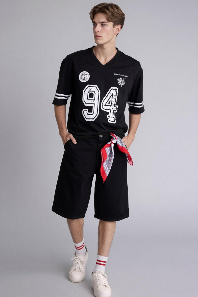 DeFacto Black Man Baggy Fit Bermuda Casual - Image 1