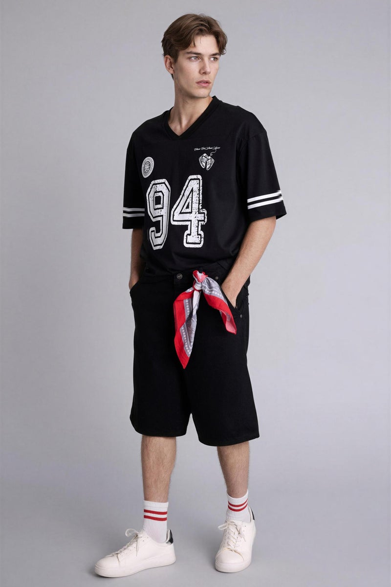 DeFacto Black Man Baggy Fit Bermuda Casual - Image 2