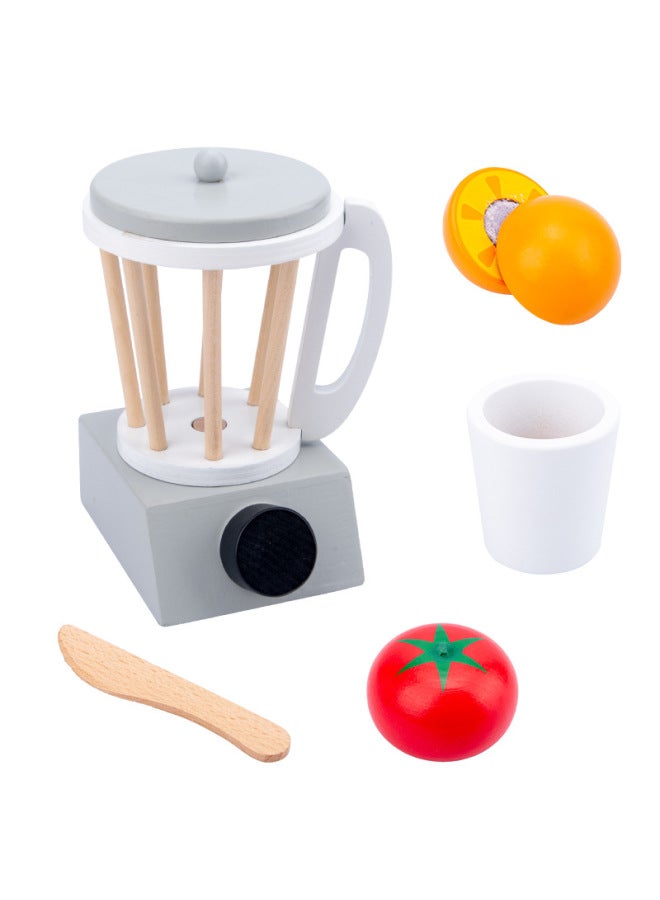 Wooden Simulation Toast Maker Kitchen Toy Set For Boys And Girls Pretend Play Cooking Meal Cooking Restaurant Role Play-Color:GSL-gray Juicer - Image 1