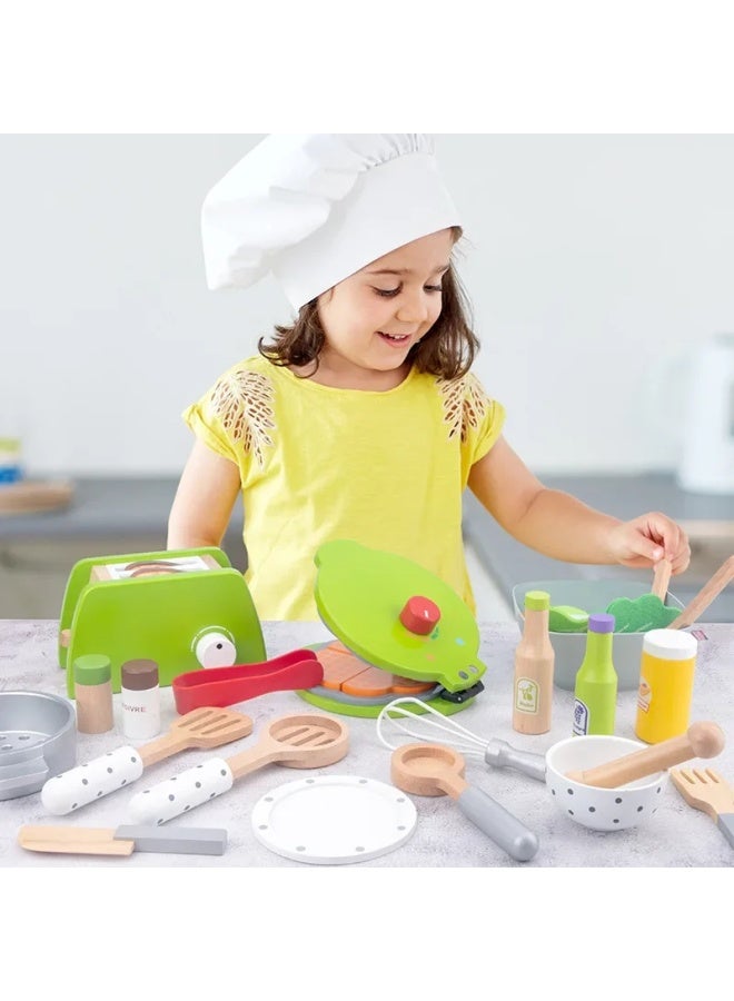 Wooden Simulation Toast Maker Kitchen Toy Set For Boys And Girls Pretend Play Cooking Meal Cooking Restaurant Role Play-Color:GSL-gray Juicer - Image 2