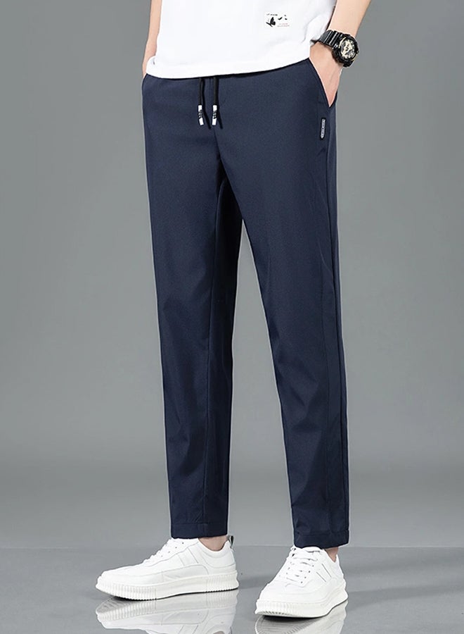 DR Men's Dark Blue Drawstring Casual Pants - Image 1
