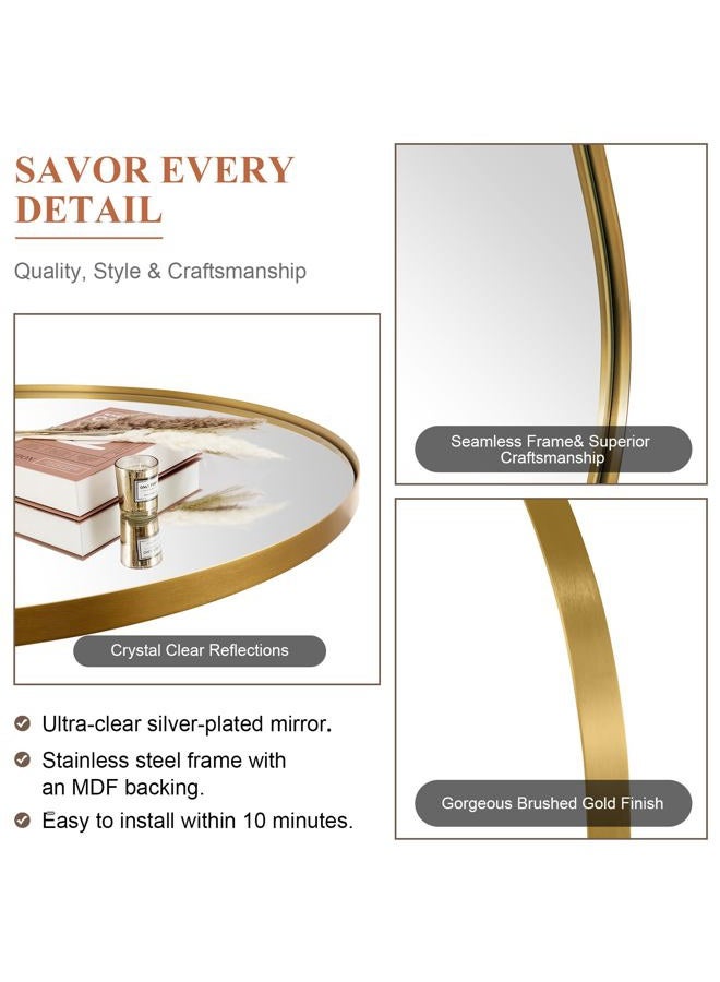 Andy Star Wall Mirror for Bathroom with Stainless Steel Metal Frame Gold - Image 4