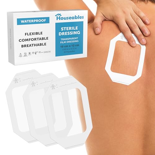 Houseables Waterproof Bandages Transparent Film Dressing Waterproof Bandages Post Surgical for Wound Cover Showering Patches for Skin Swimming Tattoo Medical IV Clear 4x4 34 50 Pack - Image 2