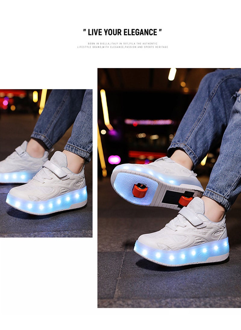 Sharpdo - Kids Roller Skates Light up Shoes with Double Wheel Shoes LED USB Charging Roller Sneakers for Girls Boys Best Gift - Image 1