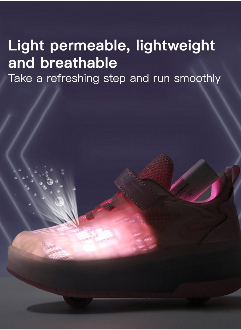 Sharpdo - Kids Roller Skates Light up Shoes with Double Wheel Shoes LED USB Charging Roller Sneakers for Girls Boys Best Gift - Image 1