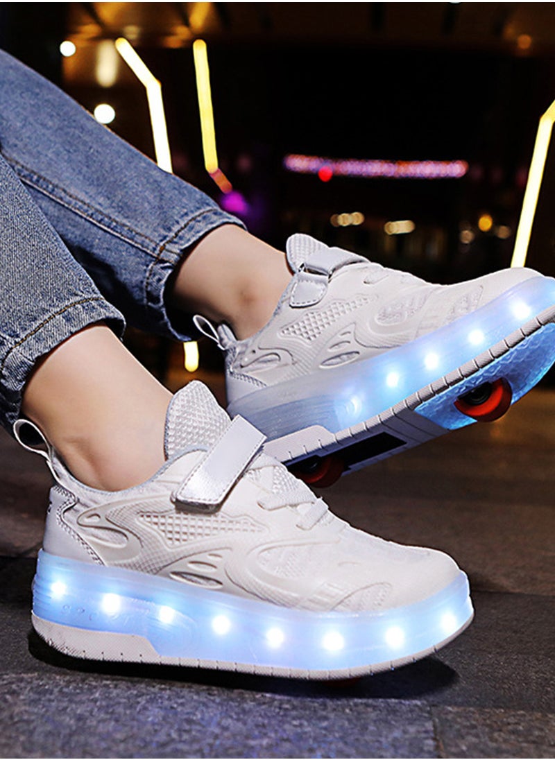 Sharpdo - Kids Roller Skates Light up Shoes with Double Wheel Shoes LED USB Charging Roller Sneakers for Girls Boys Best Gift - Image 1