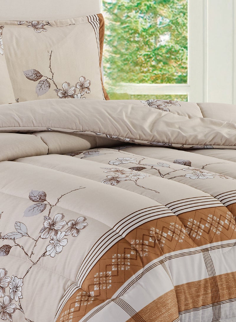 Moon Bed In A Bag Medium Filling King Size Comforter Set, 10 Pcs Floral Bedding Set Size 220 X 240 Cm with Comforter, Quilted Bed Skirt, Pillowcases, Cushion & Bedroom Slipper, Multicolor  - Image 4