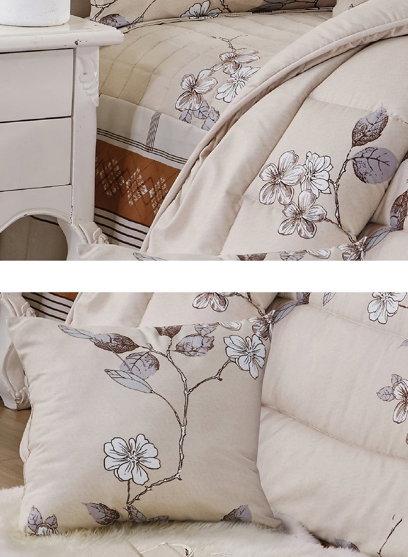 Moon Bed In A Bag Medium Filling King Size Comforter Set, 10 Pcs Floral Bedding Set Size 220 X 240 Cm with Comforter, Quilted Bed Skirt, Pillowcases, Cushion & Bedroom Slipper, Multicolor  - Image 3