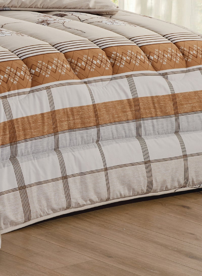 Moon Bed In A Bag Medium Filling King Size Comforter Set, 10 Pcs Floral Bedding Set Size 220 X 240 Cm with Comforter, Quilted Bed Skirt, Pillowcases, Cushion & Bedroom Slipper, Multicolor  - Image 5