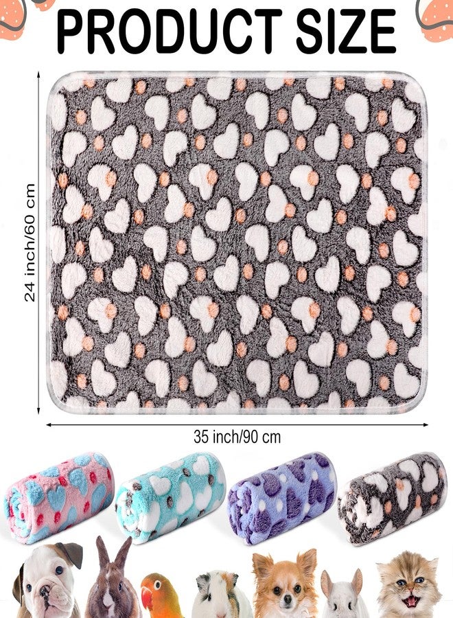 Reginary 4 Pcs Waterproof Guinea Pig Blankets Washable Small Animal Fleece Bedding Absorbent Guinea Pig Cage Liners Reusable Pet Pee Pad Sleep Mat for Hamster Ferret(Heart Pattern,35 x 24 Inch) - Image 2