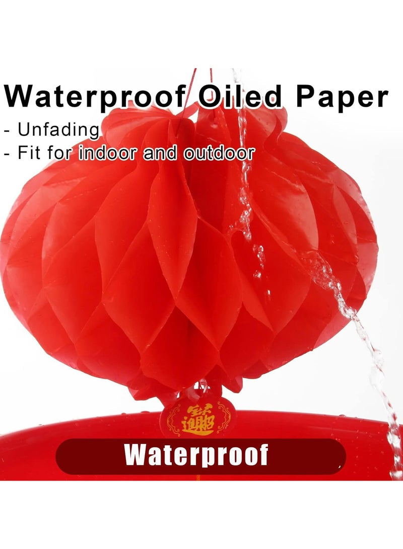 CMGTYYD. زينة الفوانيس الحمراء للسنة الصينية الجديدة، ديكور حفلات عيد الربيع، فوانيس ورقية حمراء قابلة للطي 12 بوصة معلقة للمنزل، في الهواء الطلق، الأشجار، المطاعم، السوبر ماركت (20 قطعة) - Image 5