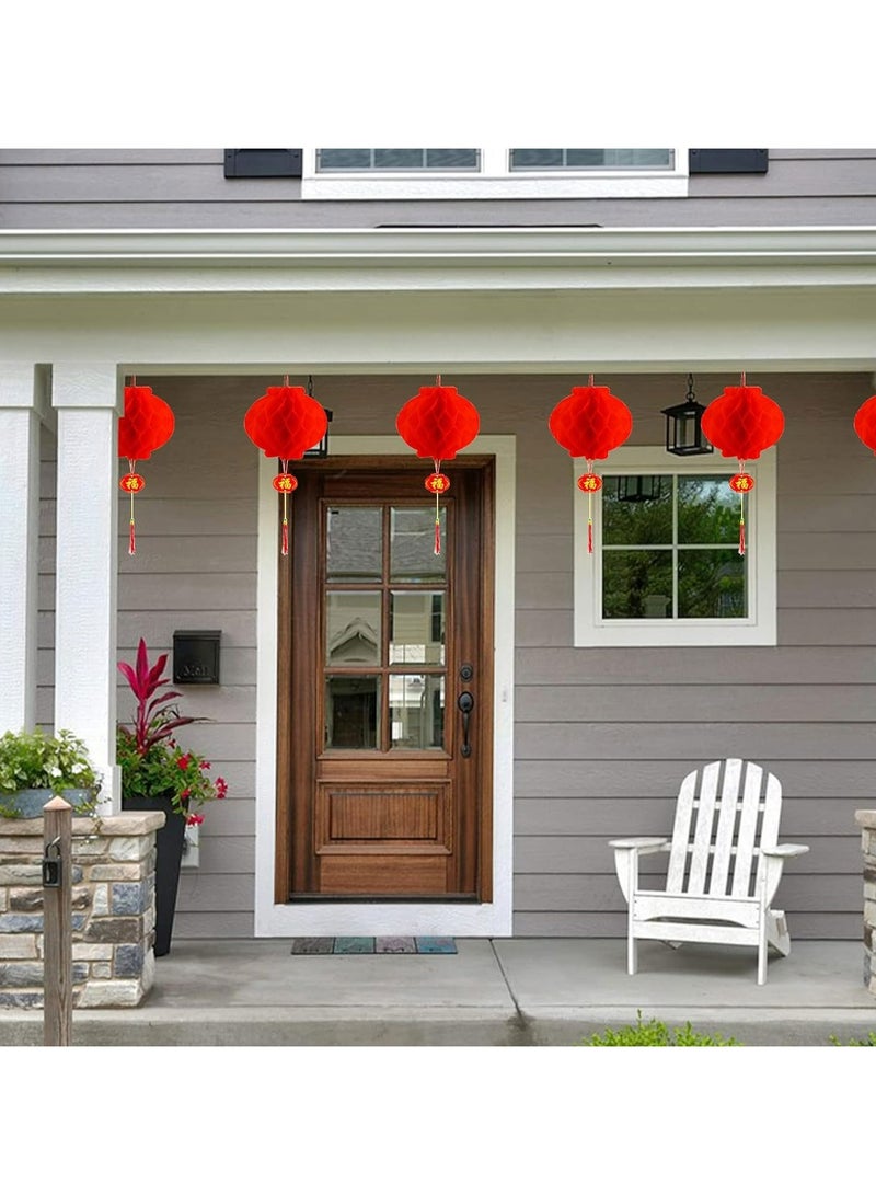 CMGTYYD. زينة الفوانيس الحمراء للسنة الصينية الجديدة، ديكور حفلات عيد الربيع، فوانيس ورقية حمراء قابلة للطي 12 بوصة معلقة للمنزل، في الهواء الطلق، الأشجار، المطاعم، السوبر ماركت (20 قطعة) - Image 4