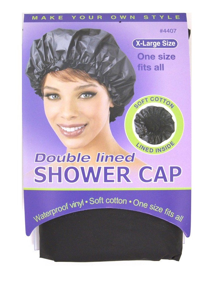 Annie X-large Double Lined Shower Cap Waterproof (Black) #4407 - Image 2