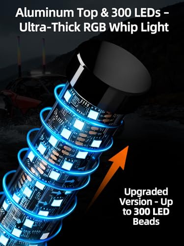 AUDEXEN New Tpye of Smoked Lens RGB Whip Lights, 2FT Spiral Led Lighted Whips, Plug & Play Spring, App & Remote Control, for SXS UTV ATV Off-Road RZR for Polaris Can-Am Truck 4X4 Sand Buggy Dune - Image 3