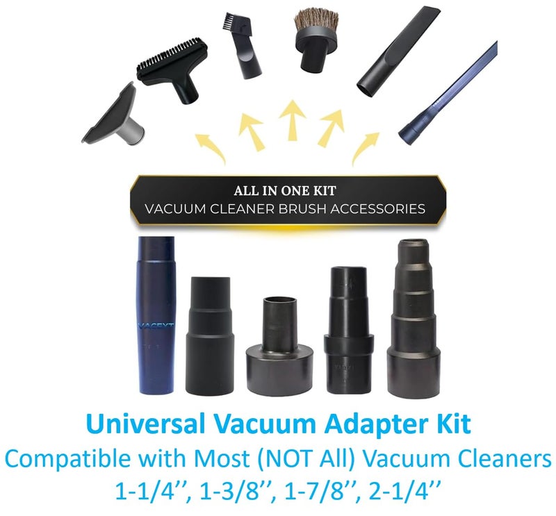 GHAMADE Universal Vacuum Attachments & Brushes Kit - Hardwood Floor Vacuum Brush Head Attachment & Shop-vacs Accessories - Universal Vacuum Hose Adapter Kit & Dryer vent Flexible Crevice Attachment - Image 2