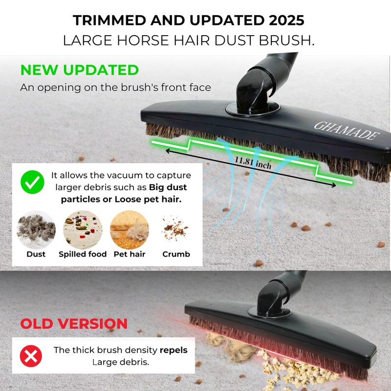 GHAMADE Universal Vacuum Attachments & Brushes Kit - Hardwood Floor Vacuum Brush Head Attachment & Shop-vacs Accessories - Universal Vacuum Hose Adapter Kit & Dryer vent Flexible Crevice Attachment - Image 4