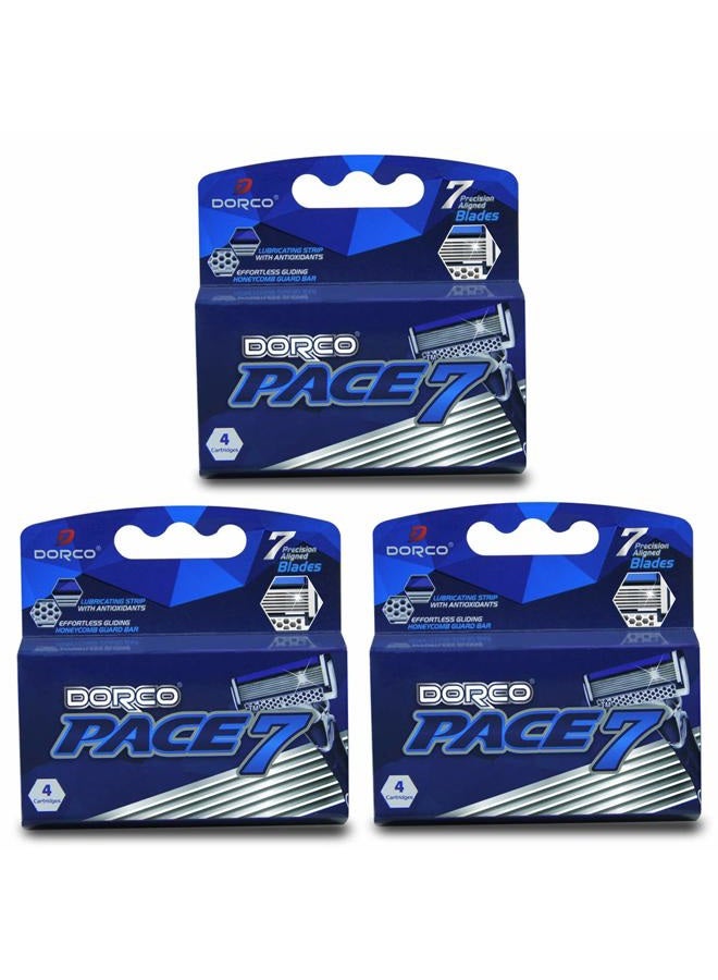Dorco Pace 7 - World's First and Only Seven Blade Razor- 12 Cartridges (No Handle) - Image 1