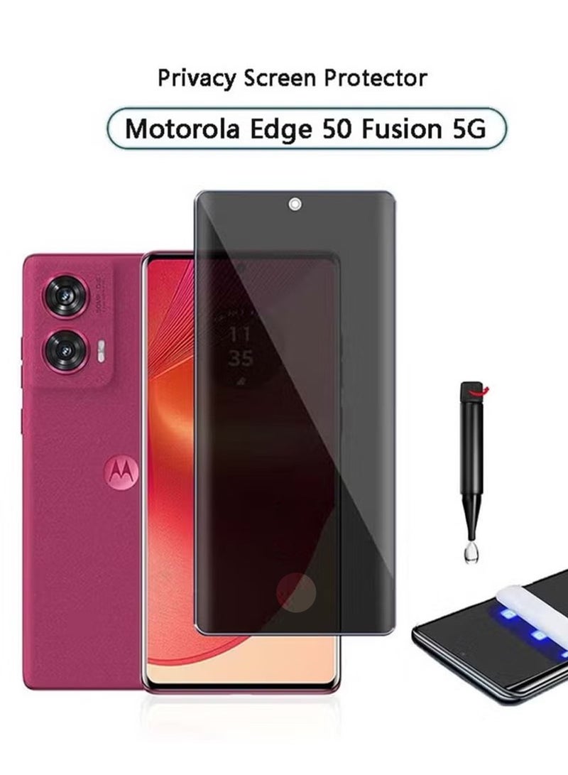 X-level Privacy Screen Protector for Motorola Edge 50 Fusion 5G Tempered Glass, 9H Hardness Anti-Spy Anti-Scratch Anti-Dust Bubble-Free Tempered Film Easy Installation,Support Fingerprint Unlocking - Image 1