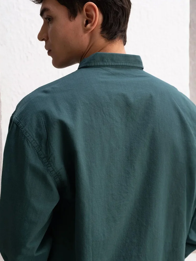Giesto Sacramento Green GIESTO Cotton Oversized Button-Up Shirt for Men | Best Price UAE