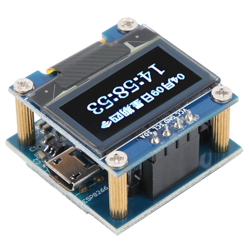 Clock Module: 5V Micro USB, Double-Layer PCB Structure, Battery-Powered Non-Stop Operation - OLED Clear Display, ESP8266 Development Module for DIY LCD Wifi Clock Projects - Image 3