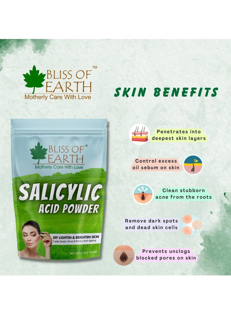 BLISS OF EARTH Salicylic Acid Powder Great for Making Skin Care Products Cleanser Moisturizer Anti Aging Serum Body Wash & DIY Products 2x113gm  - Image 3