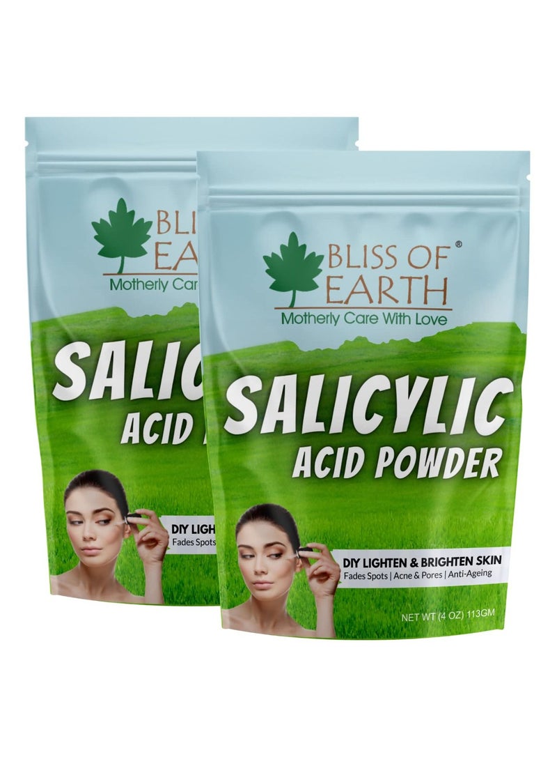 BLISS OF EARTH Salicylic Acid Powder Great for Making Skin Care Products Cleanser Moisturizer Anti Aging Serum Body Wash & DIY Products 2x113gm  - Image 1