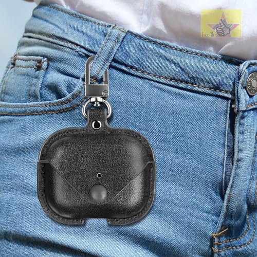 Like Star AirPod Pro/Pro2 Case Leather Protective Case Cover Shockproof with Loss Prevention Clip for Apple Air-Pods Pro/Pro2 Wireless Charging Case (Black) - Image 4