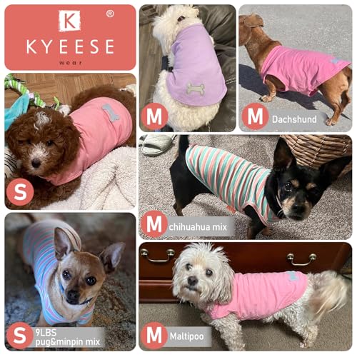 KYEESE 2Pack Dog Shirts Striped T Shirt Cotton Tank Top Soft Tee for Small Dogs Lightweight Clothes Sleeveless Dog Vest, Medium,Pink+Striped - Image 4