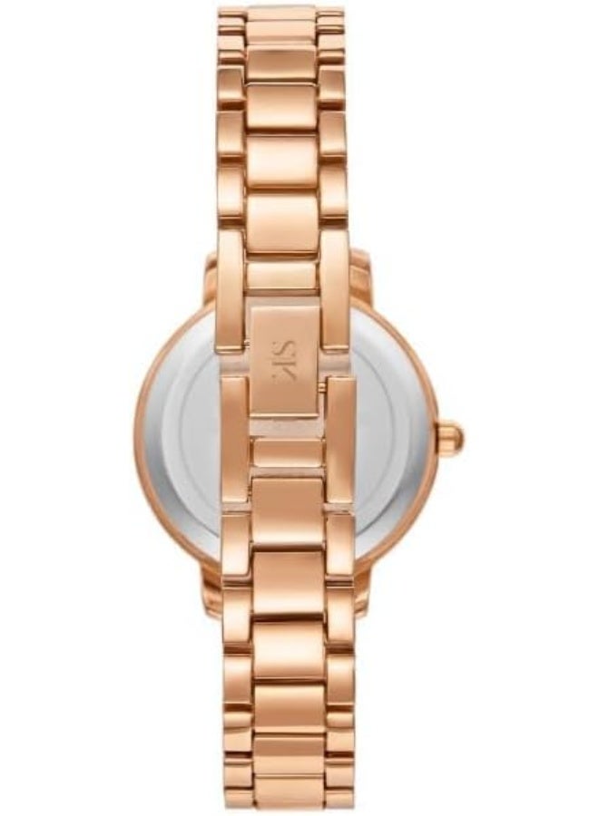 كينيث سكوت ساعة كينيث سكوت نسائية بحركة  وعرض تناظري وسوار من خليط معدني - ذهبي وردي - Image 3