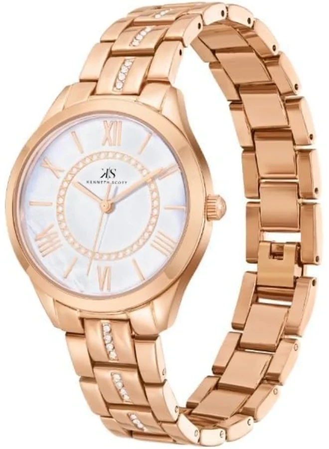 كينيث سكوت Kenneth Scott Women's PC21 Movement Watch, Analog Display and Alloy Strap - K23510-RBKW, Rose Gold