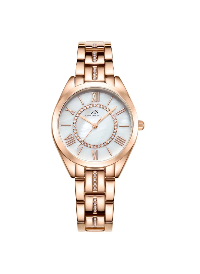 كينيث سكوت Kenneth Scott Women's PC21 Movement Watch, Analog Display and Alloy Strap - K23510-RBKW, Rose Gold