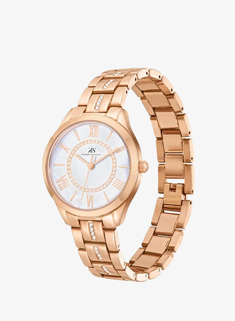 Kenneth Scott Kenneth Scott Women's PC21 Movement Watch, Analog Display and Alloy Strap - K23510-RBKW, Rose Gold