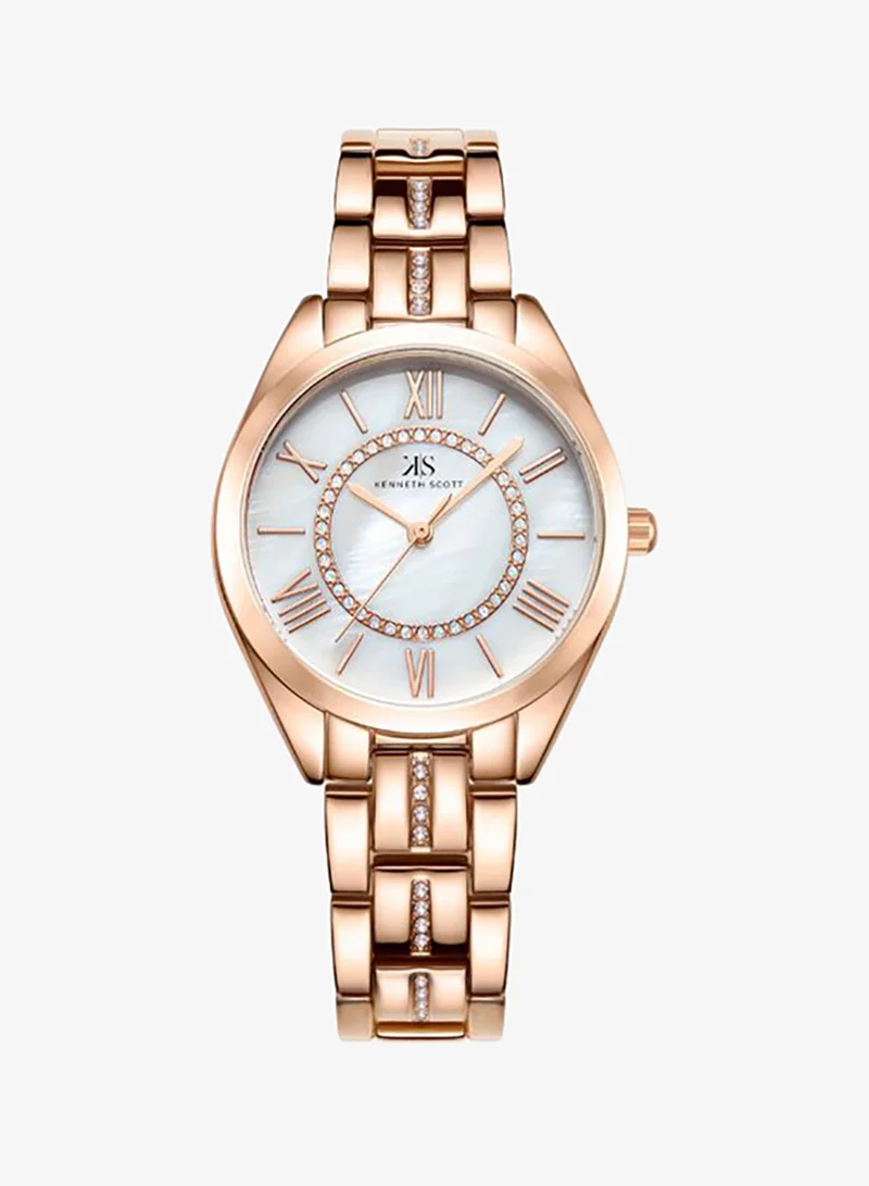 Kenneth Scott Kenneth Scott Women's PC21 Movement Watch, Analog Display and Alloy Strap - K23510-RBKW, Rose Gold