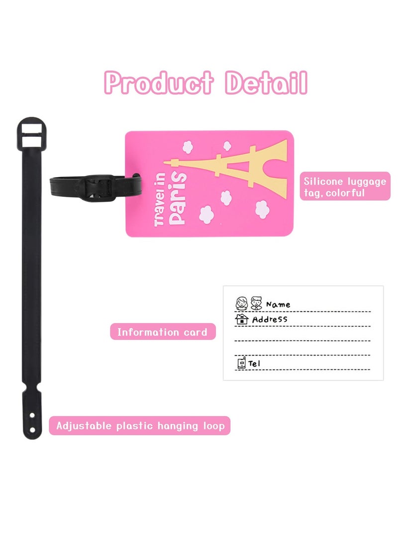 Excefore Silicone Luggage Tags for Suitcases, 5 PCS Baggage Tags with Name ID Card, Suitcase Labels, Luggage Identifiers for Bags, Backpacks, Cruise, Waterproof Travel Accessories  - Image 4