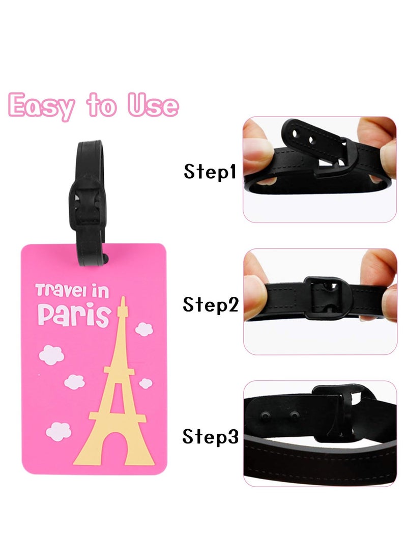 Excefore Silicone Luggage Tags for Suitcases, 5 PCS Baggage Tags with Name ID Card, Suitcase Labels, Luggage Identifiers for Bags, Backpacks, Cruise, Waterproof Travel Accessories  - Image 3