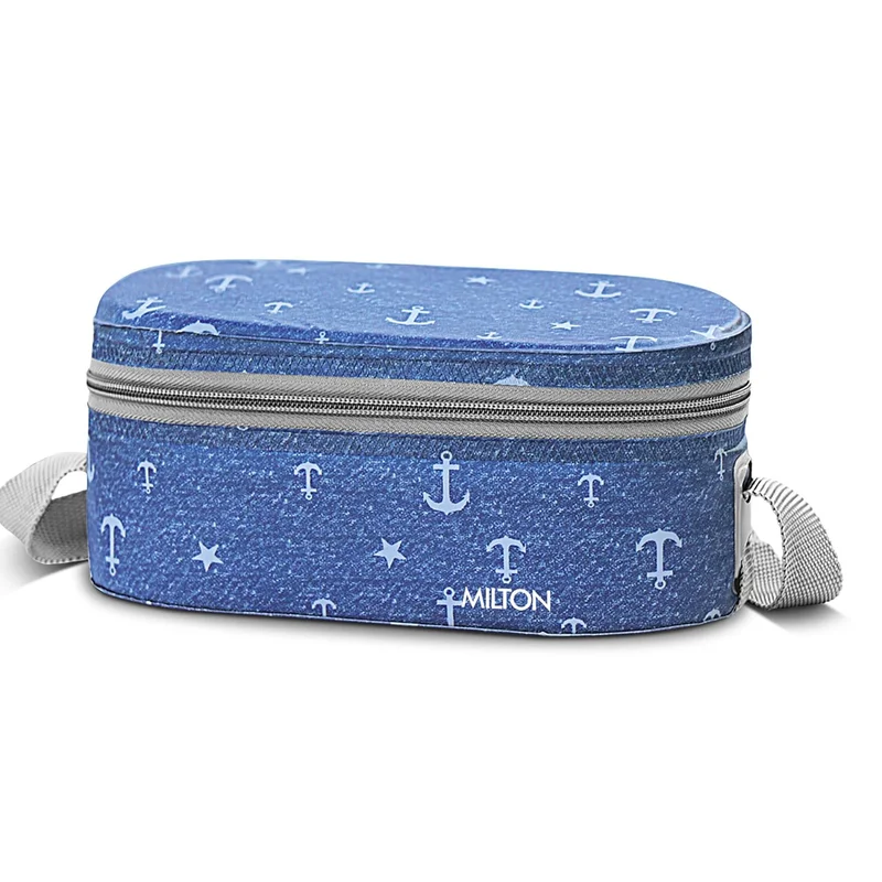 Milton Milton Lunch Stainless Steel Lunch Box Tiffin – Set of 3 Leakproof Food Containers (280ml, 280ml and 472ml) with Spoons, Lightweight, for School, Office and Travel لانش بوكس Corporate, Blue