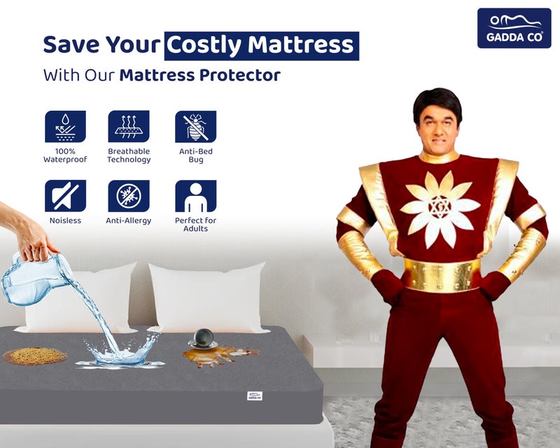 GADDA CO Ultra Soft Cotton Terry Waterproof Mattress Protector for Queen Bed | Hypoallergenic, Stain & Spill Resistant Mattress Cover | 75x60 inch (6.25x5 ft) - Dark Blue, Pack of 1 - Image 2