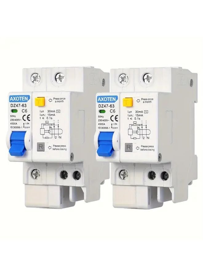 2 Pack DZ47 63 1P N 16A Mini Circuit Breaker Leakage Protection Switch - Image 2