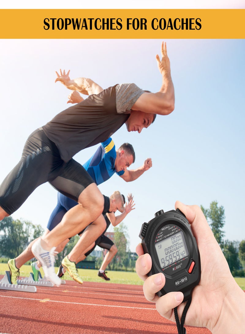 Generic Sports Stopwatch Timer 60 Memory Digital Stopwatch 3 Rows Display Large Screen Stopwatch  - Image 5