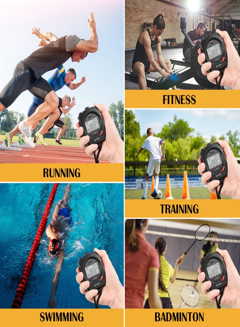 Generic Sports Stopwatch Timer 60 Memory Digital Stopwatch 3 Rows Display Large Screen Stopwatch  - Image 3