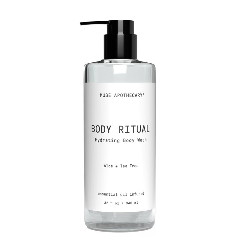 Muse Apothecary Muse Apothecary Body Ritual Hydrating  Aloe Tea Tree Body Wash for Women  Men  Essential Oil Infused Aromatherapy Body Wash  32 Ounce 