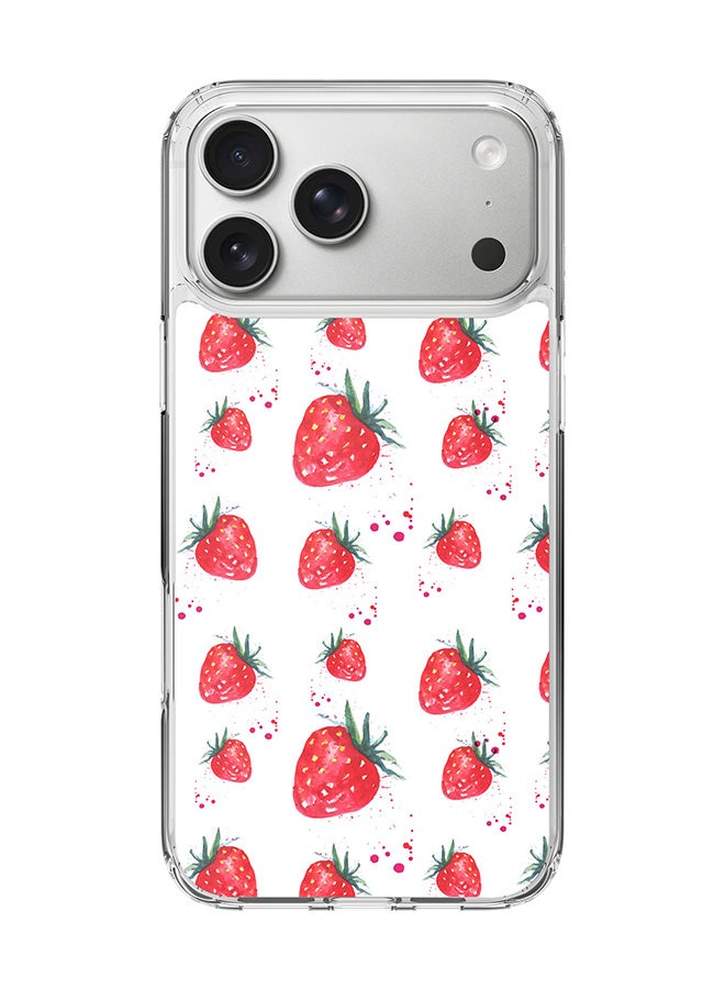 Stylizedd Classic Clear MagSafe Case for iPhone 17 Pro Max , Hybrid Soft Case Flexible Edges Anti Drop TPU PC Gel Thin Transparent Cover [ Designed for iPhone 17 Pro Max ] - Dripping Strawberries Full Print