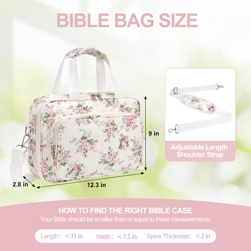 honitty Bible Bag, Bible Cover Case for Women, Quilted Bible Cover with Shoulder Strap, Bible Bags for Women Organizer - Image 2