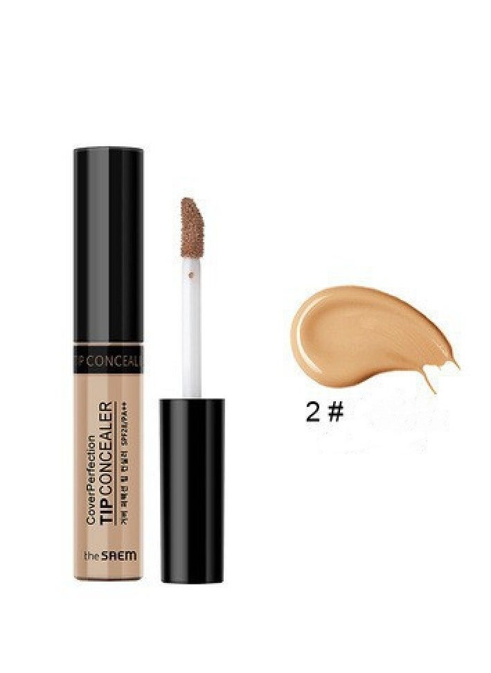 the SAEM - Cover Perfection Tip Concealer, Liquid Multi-Use Concealer, Full Coverage Makeup for Acne Dark Spots Dark Circles Hyperpigmentation and Blemishes, 6.5g (#2 Rich Beige) - Image 1