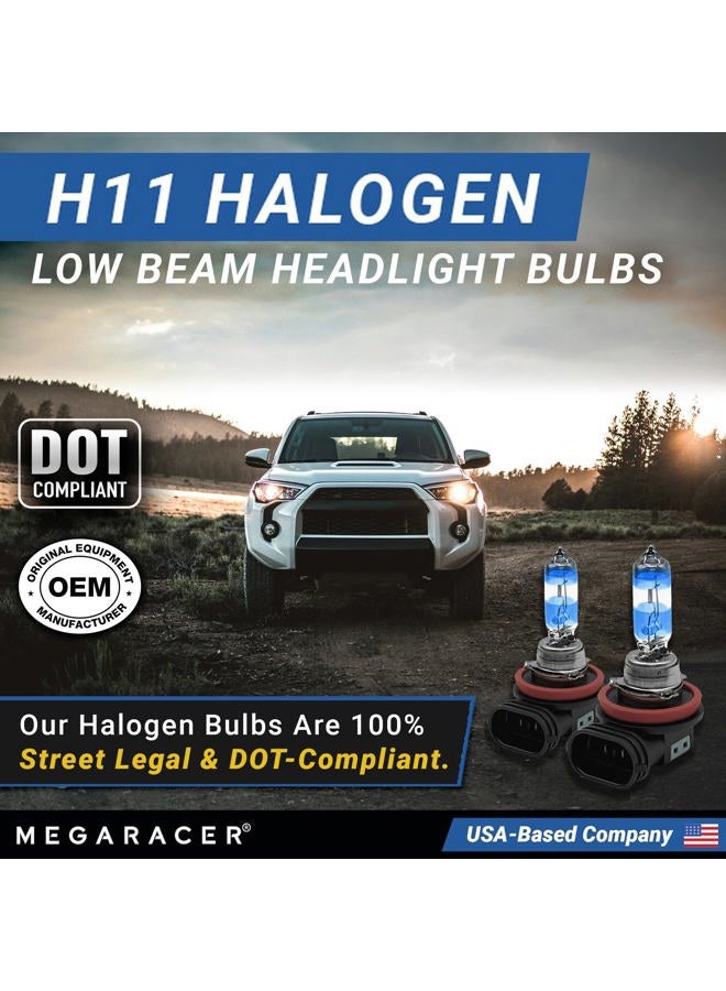 Mega Racer Premium OEM H11 Halogen Headlight Bulb (Low Beam) - Street-Legal & DOT Compliant for On-Road Use, Automotive Head Light Replacement for Car, 12V 55W, Plug & Play, Pack of 2 - Made in Korea - Image 2