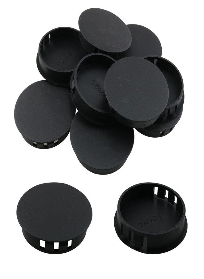 TAODAN 10pcs Black Hole Plugs 50mm/2" Plastic Round Flush Type Hole Plugs Snap in Locking Hole Tube Blanking End Caps Tube Pipe Inserts Plug for Table Box Extra Hole - Image 1