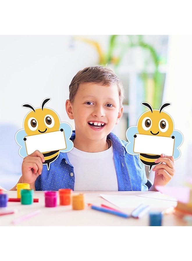 إم إكس إن 24 قطعة من ملصقات ملصقات اسم المدرسة على شكل نحلة لتزيين لوحة الإعلانات في الفصل الدراسي، وعلامات اسم الفصل الدراسي لمكعبات الفصل الدراسي، ولوحات أسماء الطلاب اللطيفة على شكل نحلة للمكتب - Image 4