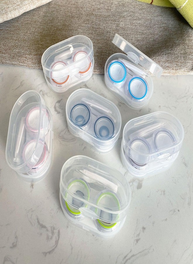 LCFALO 6 Pack Colored Contact Lens Case，Cute Contact Lens Travel Kit Portable Outdoor Storage Kit Colored Contact Lenses for Travel&Home(Pink, Rufous, Black, Gray, Green, Blue) - Image 5